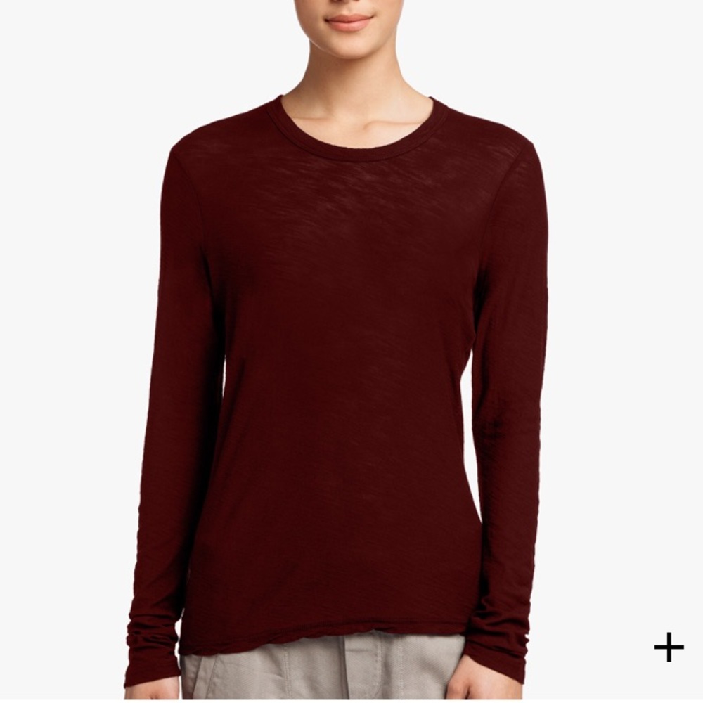 EUC James Perse long sleeve red cotton tee